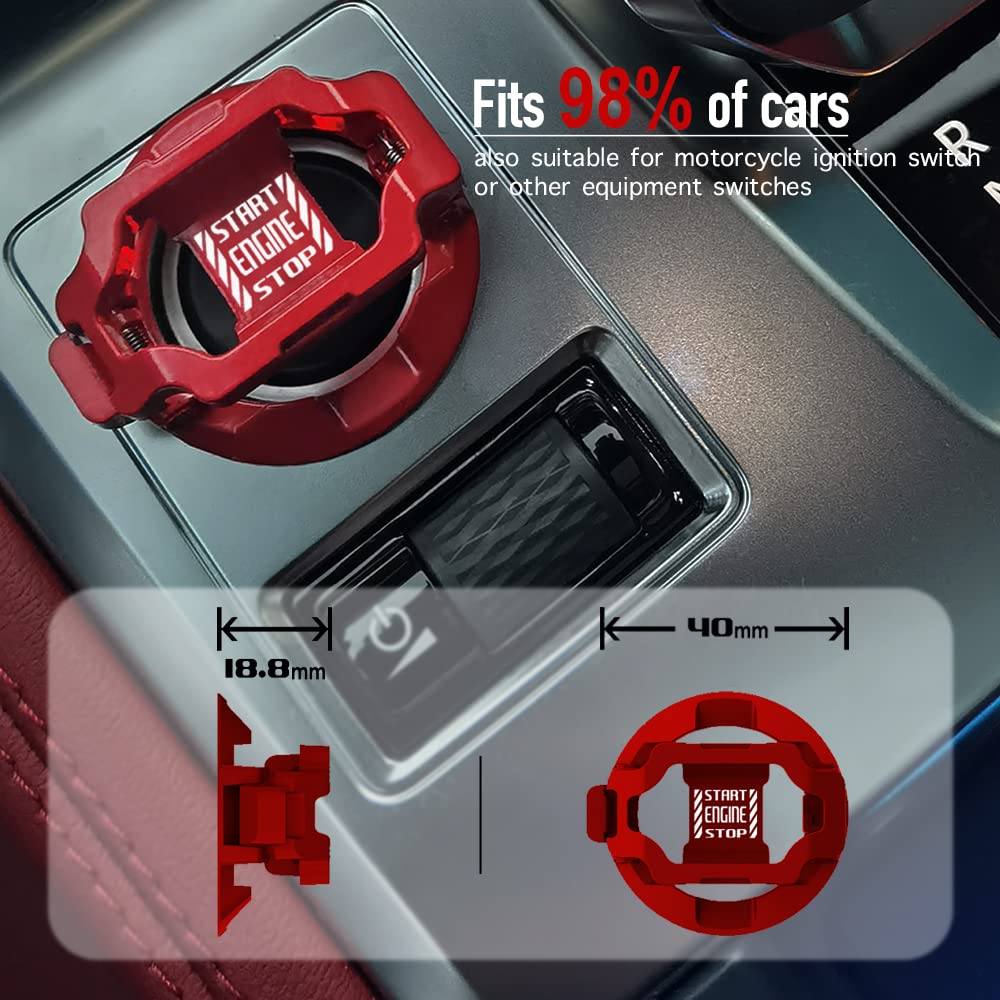 Car Start Stop Button Cover. Engine Start Stop Cover Protection. Compatible with Most Cars. Available in Red and Black. A Great Car Interior Accessories.