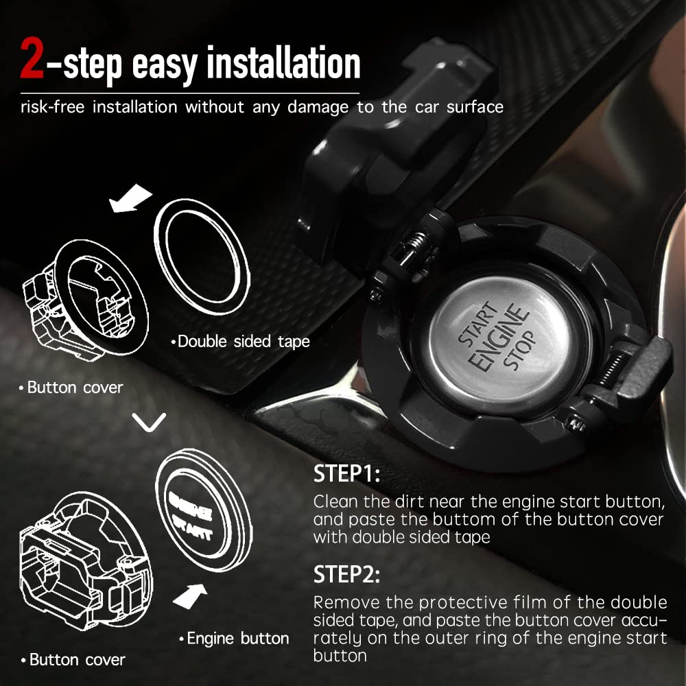 Car Start Stop Button Cover. Engine Start Stop Cover Protection. Compatible with Most Cars. Available in Red and Black. A Great Car Interior Accessories.