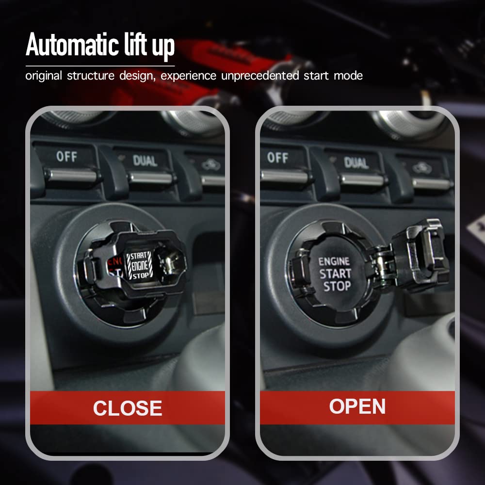 Car Start Stop Button Cover. Engine Start Stop Cover Protection. Compatible with Most Cars. Available in Red and Black. A Great Car Interior Accessories.