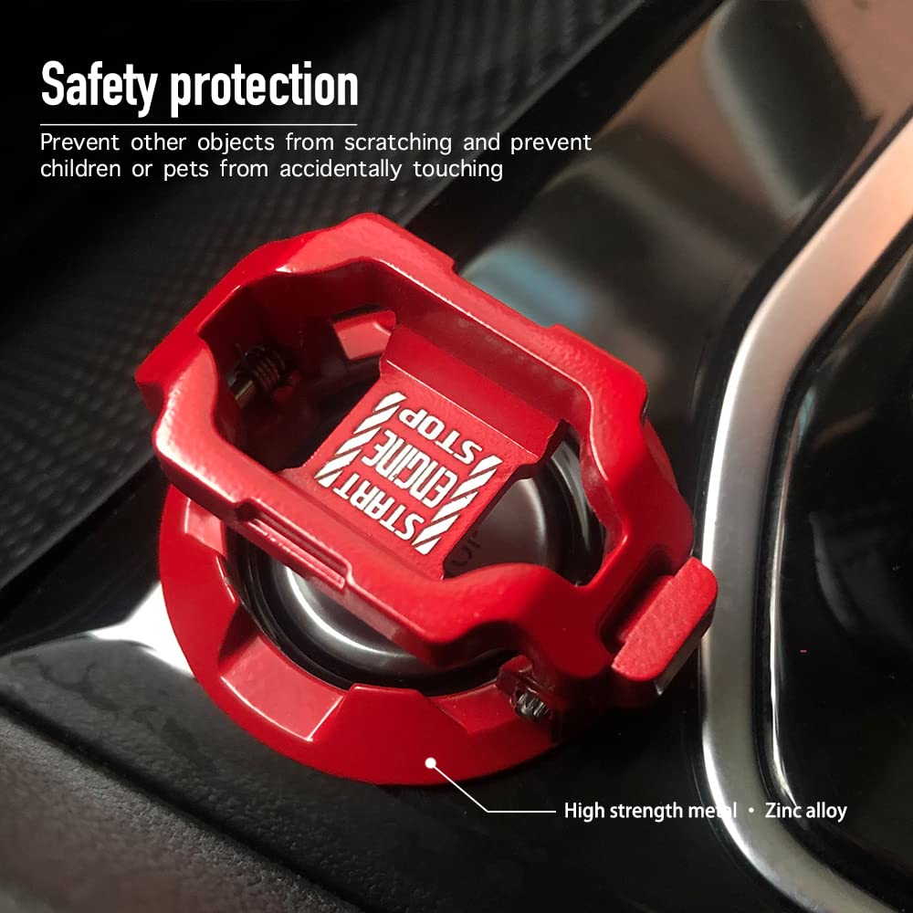 Car Start Stop Button Cover. Engine Start Stop Cover Protection. Compatible with Most Cars. Available in Red and Black. A Great Car Interior Accessories.