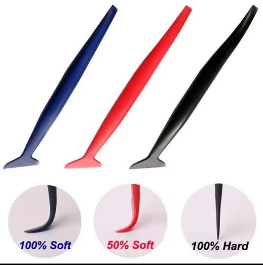 Vinyl Car Wrapping Flexible Micro Squeegee Curves Slot Tint Tool Set: 3-in-1 with Varying Hardness for Installing Vehicle Wraps and Auto Stickers