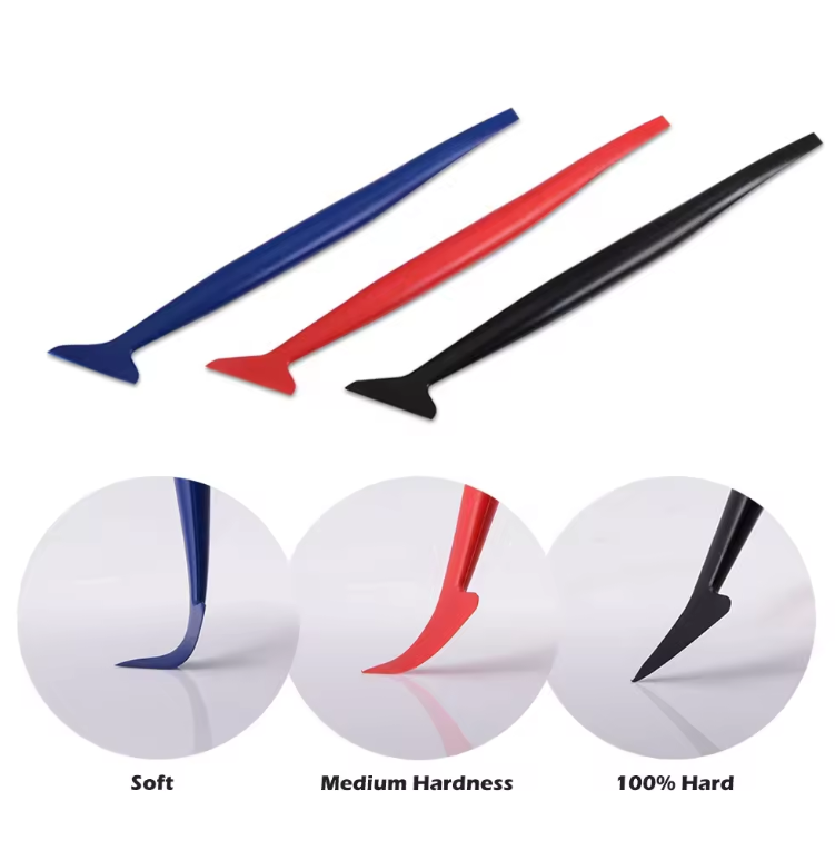 Vinyl Car Wrapping Flexible Micro Squeegee Curves Slot Tint Tool Set: 3-in-1 with Varying Hardness for Installing Vehicle Wraps and Auto Stickers